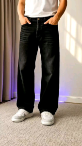 Celana Baggy Jeans Gembrong Lebar Skena Black Wishker/ Celana Pria Viral/ Celana Pria Murah/ Celana Pria Terlaris/