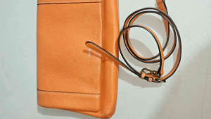 Preloved Louis Q Paris France Orange Bag with SlingGenuine Leather Bag