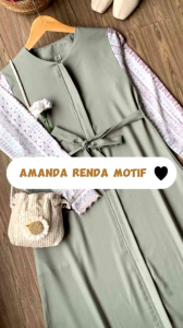 Gamis Amanda Motif | Gamis Bahan Shakilla mix Crinkle Motif