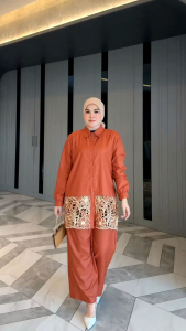 DUNGKAN.ID LUMEIRA SERIES SET CELANA BORDIR TIMBUL KATUN TOYOBO ONE SET ATASAN SIMPEL TERBARU