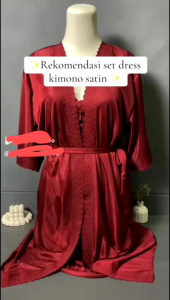 set kimono setelan Tricot 2in1 baju tidur wanita L -Xxl jumbo