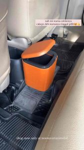 wadah tempat sampah mobil lapis kulit sintetis coklat