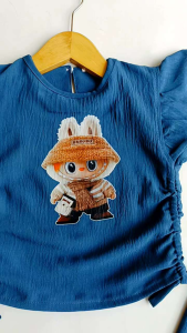 Oneset Labubu Anak Perempuan Viral Terbaru 1 sampai 7 Tahun Bahan Crinkle Airflow