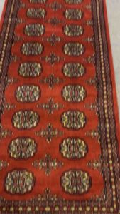 Oriental rug hall runner wool on cotton base size 250x74 cm 8.3x2.5 ft thick pile from Pakistan hand made