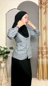 Luna Stripe Long Sleeve - Kemeja Fitted Wanita Lengan panjang