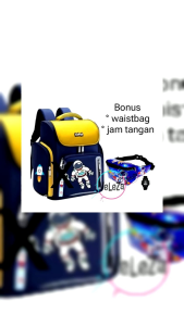 Tas Ransel Anak Laki-laki Astronot dan Tas Sekolah Anak Free Waistbag Jam Tangan