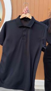 เสื้อโปโลสีดำล้วน เนื้อผ้านุ่มลื่น ใส่สบายไม่ร้อน พร้อมส่ง