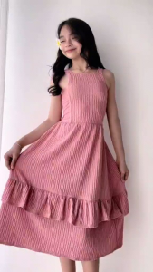 Ivory Sleeveless Ruffled Dress with Bow Back | Elegant Midi Dress for Kids 8-12 years old