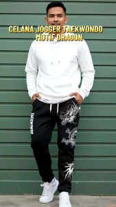 Celana Jogger TAEKWONDO Pria/Wanita Logo Dragon / BISA COD
