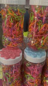 ยางรัดผมเส้นเล็กคละสี12กระปุก