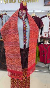 ผ้าคลุมไหล่ สไบแพรวา ผ้าฝ้ายทอลาย ฝ้าย