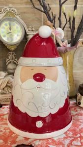 Hũ đựng bánh kẹo ông già noel cao dễ thương trang trí giáng sinh-Cute tall Santa candy jar Christmas decoration