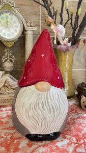 Hũ đựng bánh kẹo ông già noel lùn tông xám dễ thương trang trí giáng sinh-Cute gray dwarf Santa Claus candy jar Christmas decoration