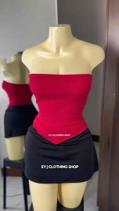 2PCS BUY 1 TAKE 1 Cari Tube Top Pointed Hem Stretch Double Lined Top Full Length Womenswear Basic Slim-Fitting Cotton Spandex
