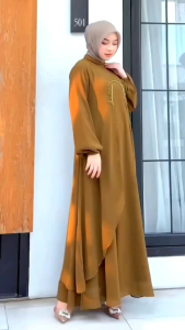Gamis Abaya Wanita Dewasa Masa Kini Koreaan Style Dress Gamis Liora Dress Bahan Ceruty Baby Doll Aplikasi Mutiara Payet + Swarovski Gamis Pesta Mewah Elegan Buat Kondangan