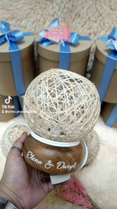 Personalized Round Abaca Lamp with Stand | Souvenirs | Party Favors | Giveaways