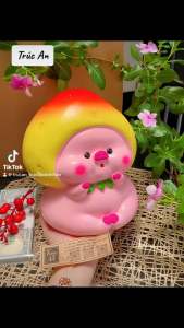 (21x16x17cm) 🍑 Bé Dâu Bé Đào - Mã SP 123 Heo đất thạch cao và sơn nước Ống tiết kiệm dễ thương handmade 100%