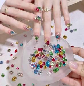 【Colored Series Random】Nail Art V-Cut Colored Candy Diamond Little Monkey Manicure Accessories Perhiasan kuku l2nail   美甲饰品钻小猴子美甲网红爆款彩色钻石糖果汽水彩钻尖底异形钻倒边锆石