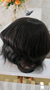 วิกติดกาวพียูผมแท้100% ยาวพิเศษ10นิ้ว (25ซม) ระดับคอล่าง แสกเสยเนียนมาก