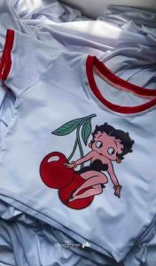 BOOTY BOOP RED RINGER CROP TEES