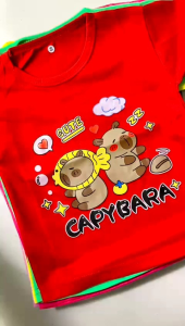 KAOS ANAK PEREMPUAN CAPYBARA LENGAN PENDEK USIA 1-12 TAHUN BAJU ANAK CEWEK