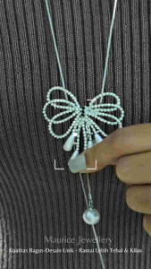 Maurice Jewellery Kalung Panjang Wanita Hijab Liontin Pita Diamond Rumbai Kalung Hijab Serut