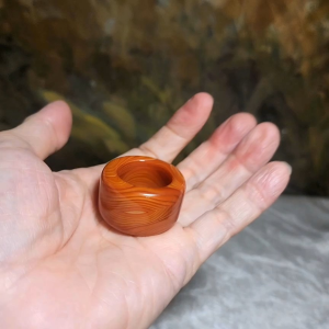 22.5mm The Warring States Sardonyx (Zhanguo Hong) natural 7 Eyes pattern Thumb Ring
