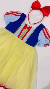 DRESS PRINCESS SNOW WHITE DAN BANDO BAJU ANAK PEREMPUAN PUTRI SALJU