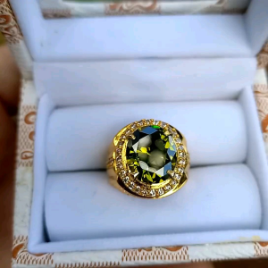 CINCIN BATU GREEN PERIDOT MEWAH ELEGAN