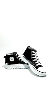 SNEAKERS FOR & NICE SPORT KIDS WOMEN BLACK || SEPATU CEWEK HITAM TINGGI || SEPATU SEKOLAH ANAK PEREMPUAN 33-36