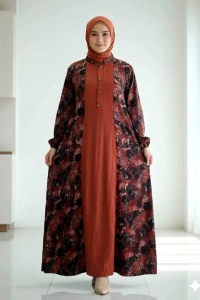 Taliya dress gamis dewasa jumbo busui bahan rayon twill viscose motif bunga etnik abstrak model terbaru kekinian viral terlaris