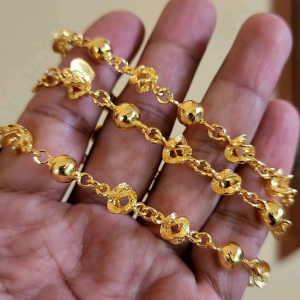 Gelang Bola Lilit Variasi Cor Padat Lapis Emas Kuning 24k