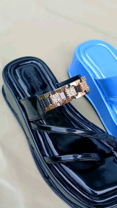 Syaqilla Sandal Wanita Mutiara Glossy Platform 5cm Edisi Terbaru