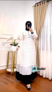 GAMIS CERUTY POLKADOT UMPAK KOMBINASI TERBARU