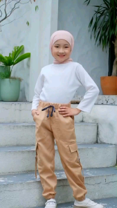 𝐉𝐔𝐇𝐃𝐀 - Celana Cargo Anak Perempuan Celana Panjang Model Cargo Panjang Cotton Drill