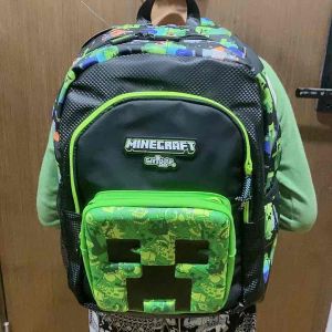 Australian original smiggle childrens school bag boys backpack green cartoon Minecraft 14 inch waterproof kids bags