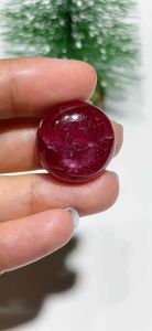 ธนาภรณ์✨พลอยทับทิมแท้ รูปกลม มีเหลือบ มีลายชั้นหิน 44 กะรัต(พลอยแท้100%)(GSH1030)