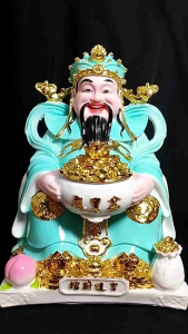 [ Cao 25 cm - GẤM LỤA  ] THẦN TIỀN PHÚ QUÝ  MÀU XANH LAM  [ COMPOSITE + BỘT ĐÁ ]