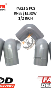 (5PCS) KNIE ELBOW AW 1/2 INCH MEREK PRALON/KNIE L PIPA 1/2"/ELBOW PVC 1/2"/SAMBUNGAN PIPA BELOKAN L.