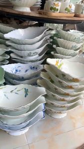 Bát gà cúng Bát Tràng sứ nung khử cao cấp - Bát bày gà men kem vẽ tay trúc chuồn - Bát (đĩa) thuyền đựng gà lễ lᴏại 1