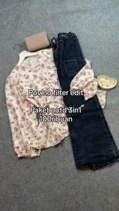 Paket OOTD OneSet Celia Rok Jeans Wanita