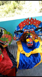 Mainan tradisional caplokan devil alusan kayu jamang tatah kain panjang barongan jaranan kuda lumping