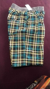 Celana Pendek Anak Chino Kotak-Kotak Rib Tartan Flanel Pinggang Karet Umur 10-13thn