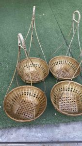 หาบกระจาด ลายดอก ขนาด 16 นิ้ว พร้อมไม้คาน