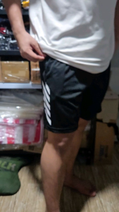 Mamba Short Free size Printer shorts black with silver stripes drawstring waist.