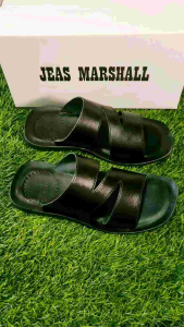 Sandal Kulit Pria Jeas Marshall - Kulit Sapi Asli 100% - JM 05 Hitam ( Produksi Sendiri )