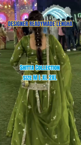 [PRE-ORDER] 2026 MAY READYMADE MEHNDI GREEN SHIMMER SILK LEHENGA SET WITH EMBROIDERY SEQUINS WORK SIZE M TO 2XL ( DELIVERY 10 WORKING DAYS) ETA: 2026-12-30