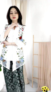 Stelan Kebaya Organza Bordir & Rok Songket Lilit