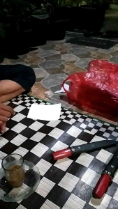 Pisau Dapur / Pisau Sisit Daging Cap Garpu asli Banten / Pisau baja per tempa Sangat Tajam