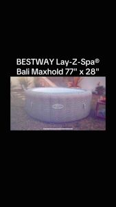 BESTWAY Lay-Z-Spa® Bali Maxhold 77" x 28"/1.96m x 71cm EnergySense UltraFit Smart AirJet 6 Grey Rattan Round (6001N) 220v / 50hz inflatable hot tub spa bath tub jacuzzi